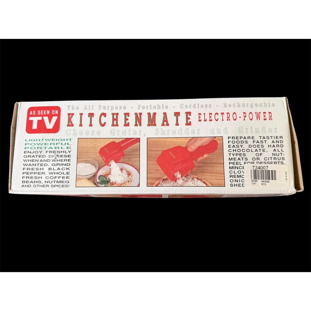 Kitchenmate Electro-Power Red Cordless Grater Shredder Grinder As Seen On TV
